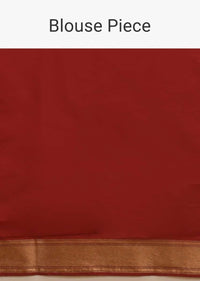 Honey Yellow Banarasi Saree In Silk With Brocade Woven Floral Jaal And Maroon Brocade Border Along With Unstitched Blouse Online - Kalki Fashion