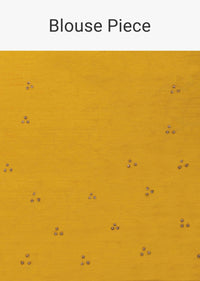 Honey Yellow Floral Printed Saree In Organza With Cut Dana Embroidery