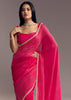 Hot Pink Organza Saree With Stone And Cut Dana Work