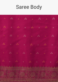 Hot Pink Dola Silk Banarasi Saree With Bandhani Waeve