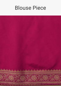 Hot Pink Dola Silk Banarasi Saree With Bandhani Waeve