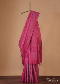 Hot Pink Kanjivaram Silk Saree With Zari Weave