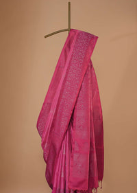 Hot Pink Kanjivaram Silk Saree With Zari Weave