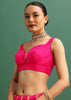 Hot Pink Woven Bandhani Silk Saree With Paithani Border Pallu And Unstitched Blouse