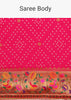 Hot Pink Woven Bandhani Silk Saree With Paithani Border Pallu And Unstitched Blouse