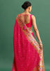 Hot Pink Woven Bandhani Silk Saree With Paithani Border Pallu And Unstitched Blouse