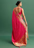Hot Pink Woven Bandhani Silk Saree With Paithani Border Pallu And Unstitched Blouse