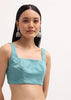 Ice Blue Embroidered Organza Saree With Unstitched Blouse