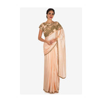 Ice Peach Saree In Saree In Satin Silk Embellished In Cut Dana Embroidery Work Online - Kalki Fashion