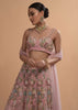 Icy Pink Net Lehenga And Sleeveless Crop Top With 3D Flower Cluster And Scattered Buttis