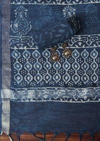 Indigo Batik Hand Block Printed Cotton Dress Material