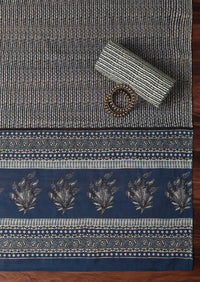 Indigo Blue Cotton Kalamkari Printed Unsticthed Dress Material