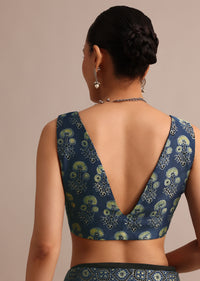 Indigo Satin Modal Handblock Printed Ajrakh Saree