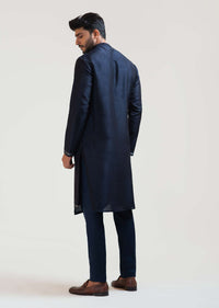 Ink Blue Geometric Panelled Kurta Set By Paarsh Atelier