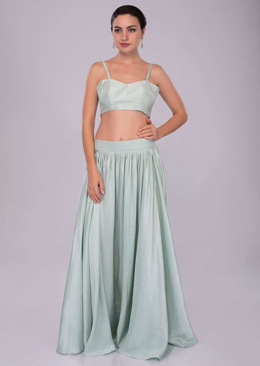 Irish-mint-heavy-dupion-skirt-and-bustier-with-long-embroidered-jacket-only-on-Kalki-460795
