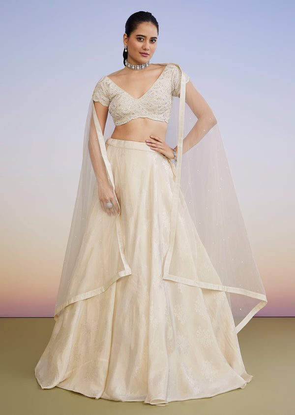 Ivory Embroidered Lehenga