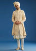 Ivory Silk Groom Sherwani Set With Dori And Zardosi Embroidery