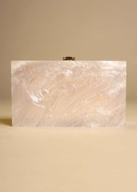 Ivory White Box Clutch For The Bride With Beautiful Marble Design Online - Kalki Fashion