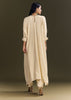 Ivory White Kurta Pant Set With Green Beaded Neckpiece