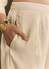 Ivory White Kurta Pant Set With Green Beaded Neckpiece