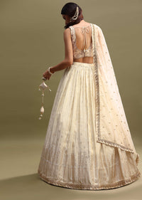 Ivory Embroidered Organza Lehenga Choli Set