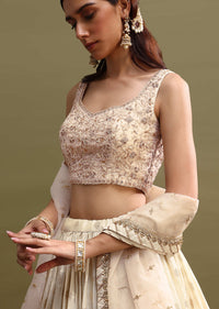 Ivory Embroidered Organza Lehenga Choli Set