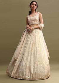 Ivory Embroidered Organza Lehenga Choli Set