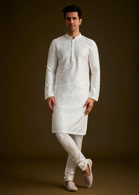 Ivory Embroidered Sherwani With Classic Pearl Detailing