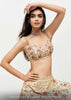 Ivory Lehenga Choli In Raw Silk With Colorful Resham Spring Blooms And Geometric Motifs