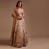 Ivory Lehenga Choli In Raw Silk With Colorful Resham Spring Blooms And Geometric Motifs