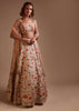 Ivory Lehenga Choli In Raw Silk With Colorful Resham Spring Blooms And Geometric Motifs