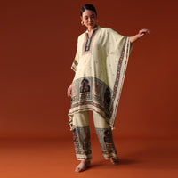 Ivory Silk Printed Kaftan Co Ord Set