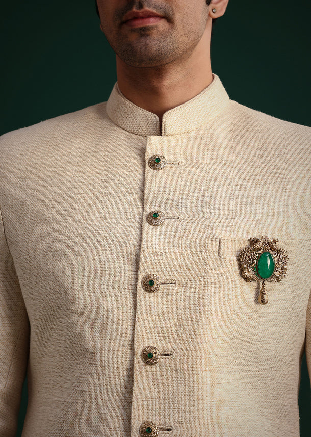 Ivory Silk Sherwani Suit