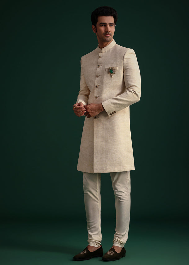 Ivory Silk Sherwani Suit