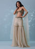 Ivory White Embroidered Indowestern Sharara Set With Jacket In Sequins