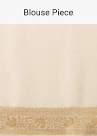 Ivory White Dola Silk Saree With Silver And Gold Jaal Embroidery In Floral Pattern