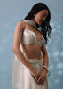 Ivory White Embroidered Drape Skirt And Bustier Top In Milano Satin
