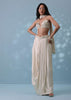 Ivory White Embroidered Drape Skirt And Bustier Top In Milano Satin