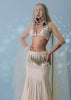 Ivory White Embroidered Trail Lehenga Set In Milano Satin With Tassel Blouse