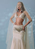 Ivory White Embroidered Trail Lehenga Set In Milano Satin With Tassel Blouse