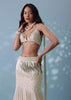 Ivory White Embroidered Trail Lehenga Set In Milano Satin With Tassel Blouse