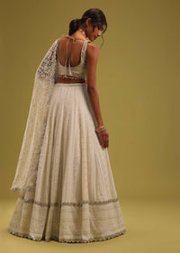 Ivory White Lehenga Set With Intricate Lucknowi Embroidery