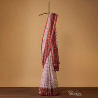 Ivory White Patola Saree With Resham Weave In Uppada Silk