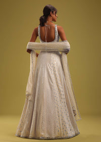 Ivory White Sequins Embroidered Georgette Lehenga Set
