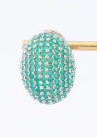 Jade Green Stud With Silver Jaal Coating Online - Kalki Fashion