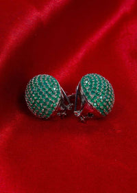 Jade Green Stud With Silver Jaal Coating Online - Kalki Fashion