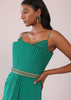 Jade Green Crepe Gown And Belt Adorned With Moti And Beads