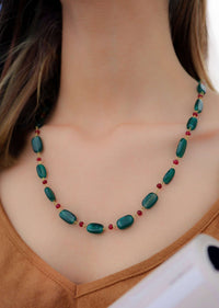 Jade Green Pearl String Necklace