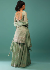 Jade Green Sharara Set With Sequins And Jaal Work