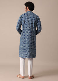 Jaipur Print Cotton Kurta Set In Blue
